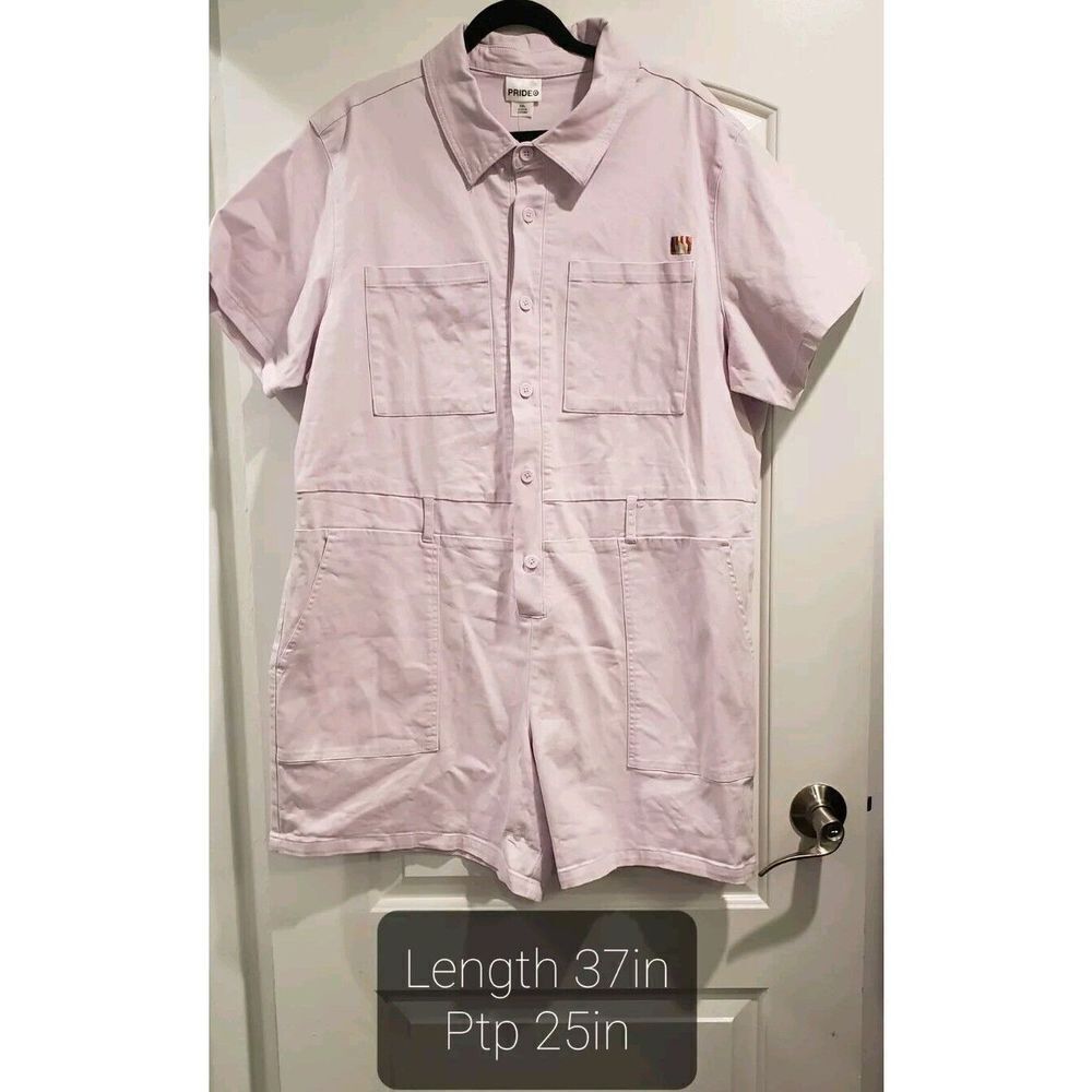 Pride Adult Plus Size XXL Short Sleeve Utility Romper‎ Light Purple NWT